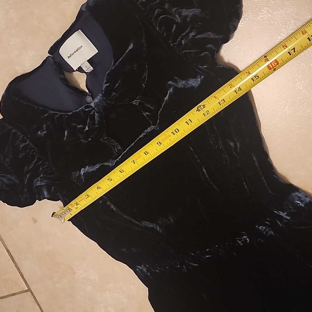 Reformation Velvet Midnight Blue Lynette Mini Dress Size 2 New No Tags - Picture 11 of 16